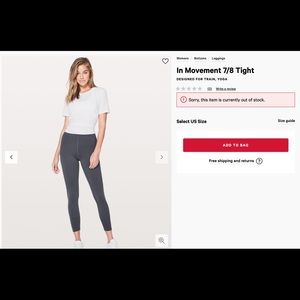 Lululemon in movement leggings 25’’